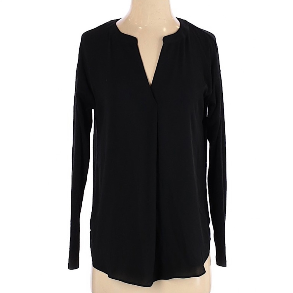 Ann Taylor Loft Black Long Sleeve Blouse